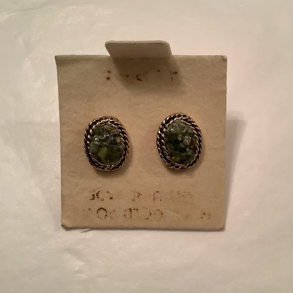 New Jade Oval Earrings Vintage